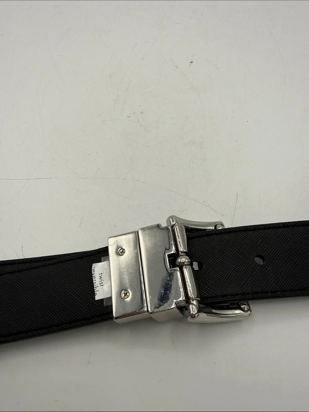 Michael Kors Black Logo Buckle Belt with Silver Hardware